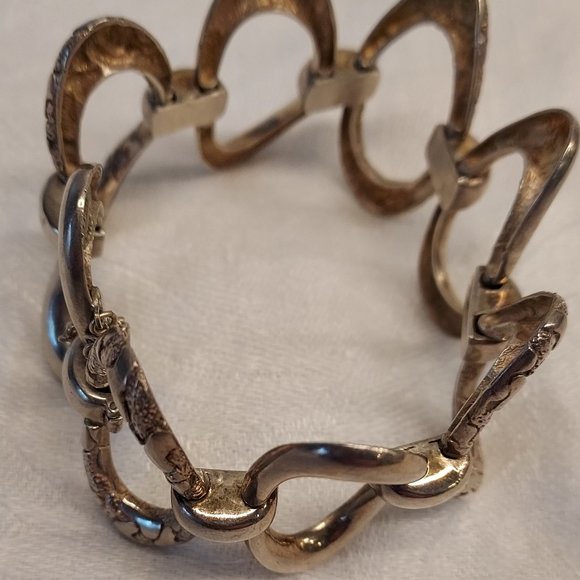 Original 1940's Mexico .925 Oval Linked Bracelet Signed JR - Picture 5 of 14